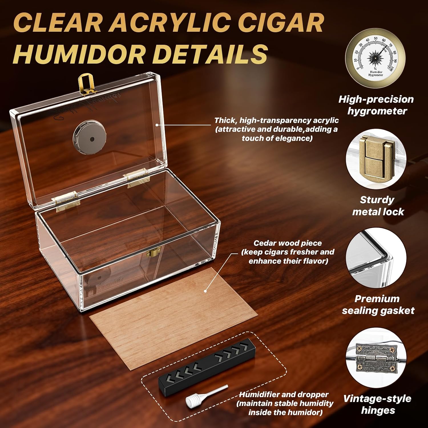 Acrylic Desktop Cigar Humidor  - Home Fragrance Maple Walnut review and price