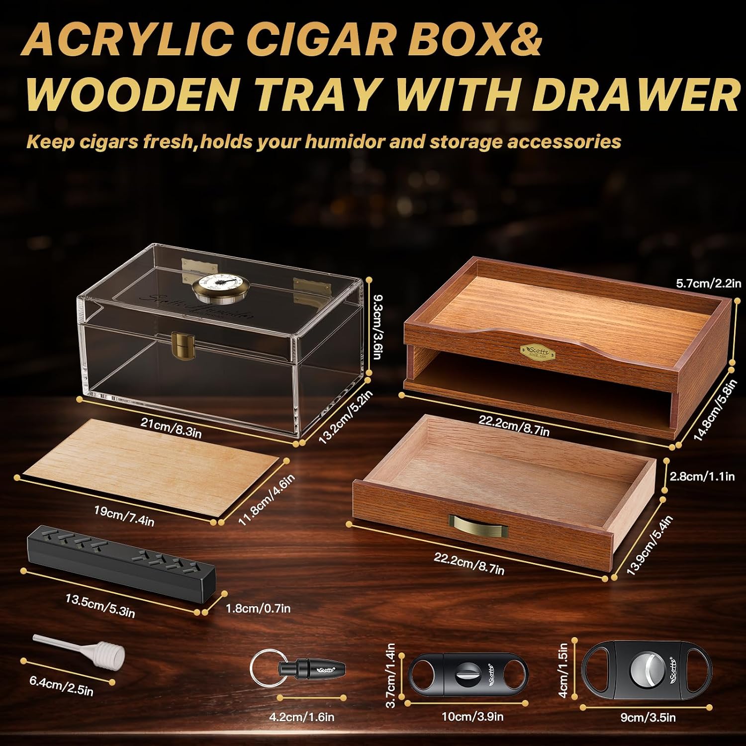 Acrylic Desktop Cigar Humidor  - Home Fragrance Maple Walnut review and price
