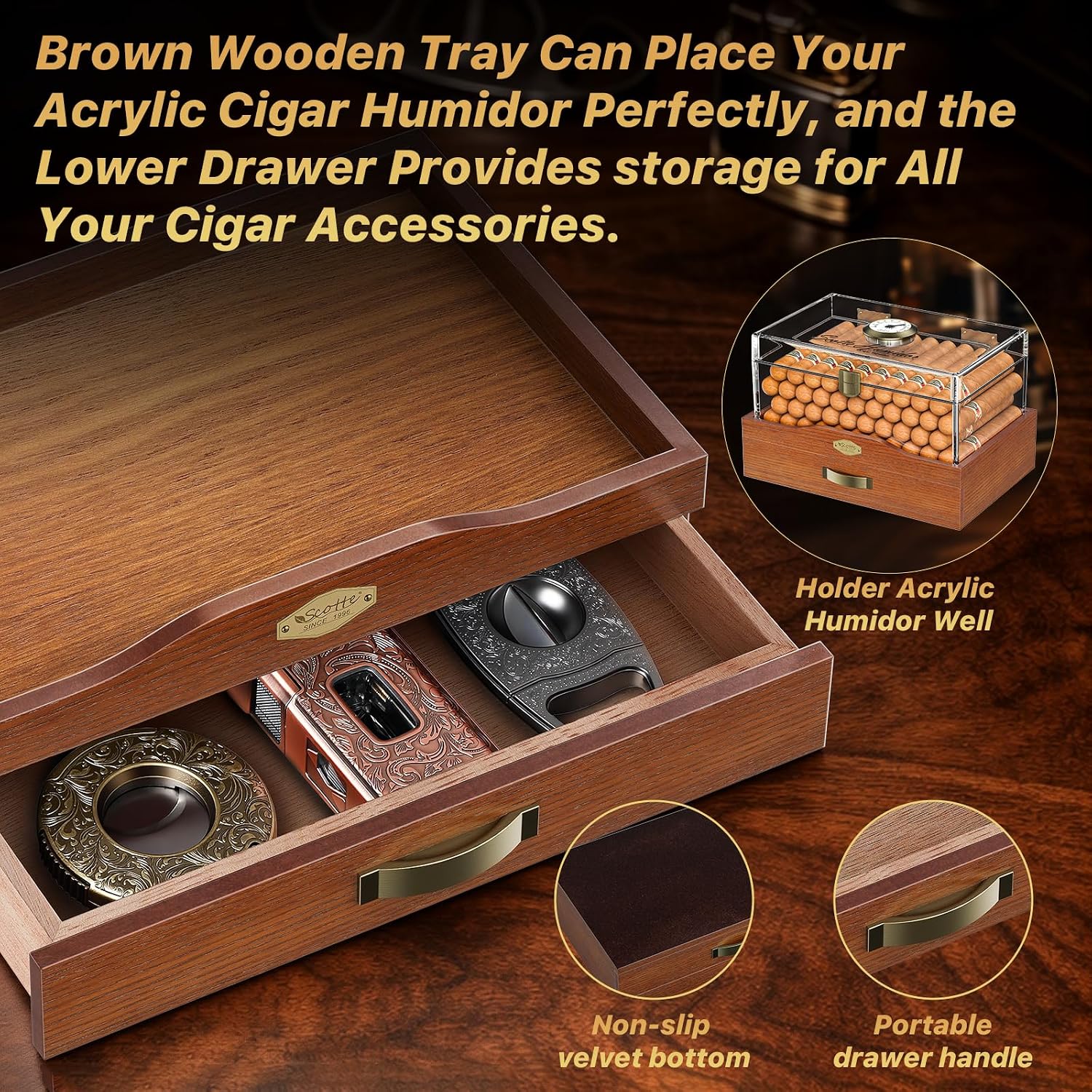 Acrylic Desktop Cigar Humidor  - Home Fragrance Maple Walnut review and price