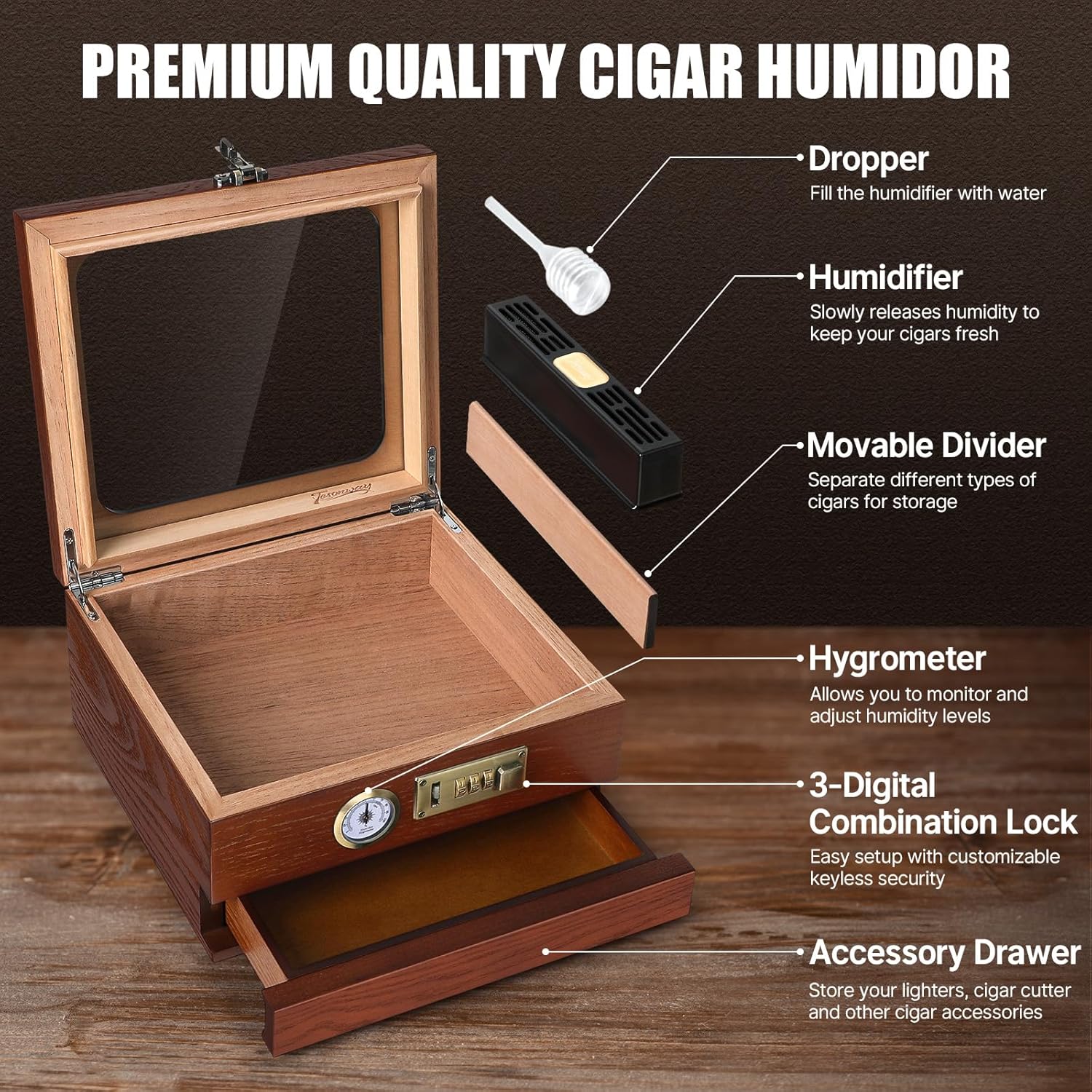 Cigar Humidor, Cedar Wood Ciga - Home Fragrance Maple Walnut review and price