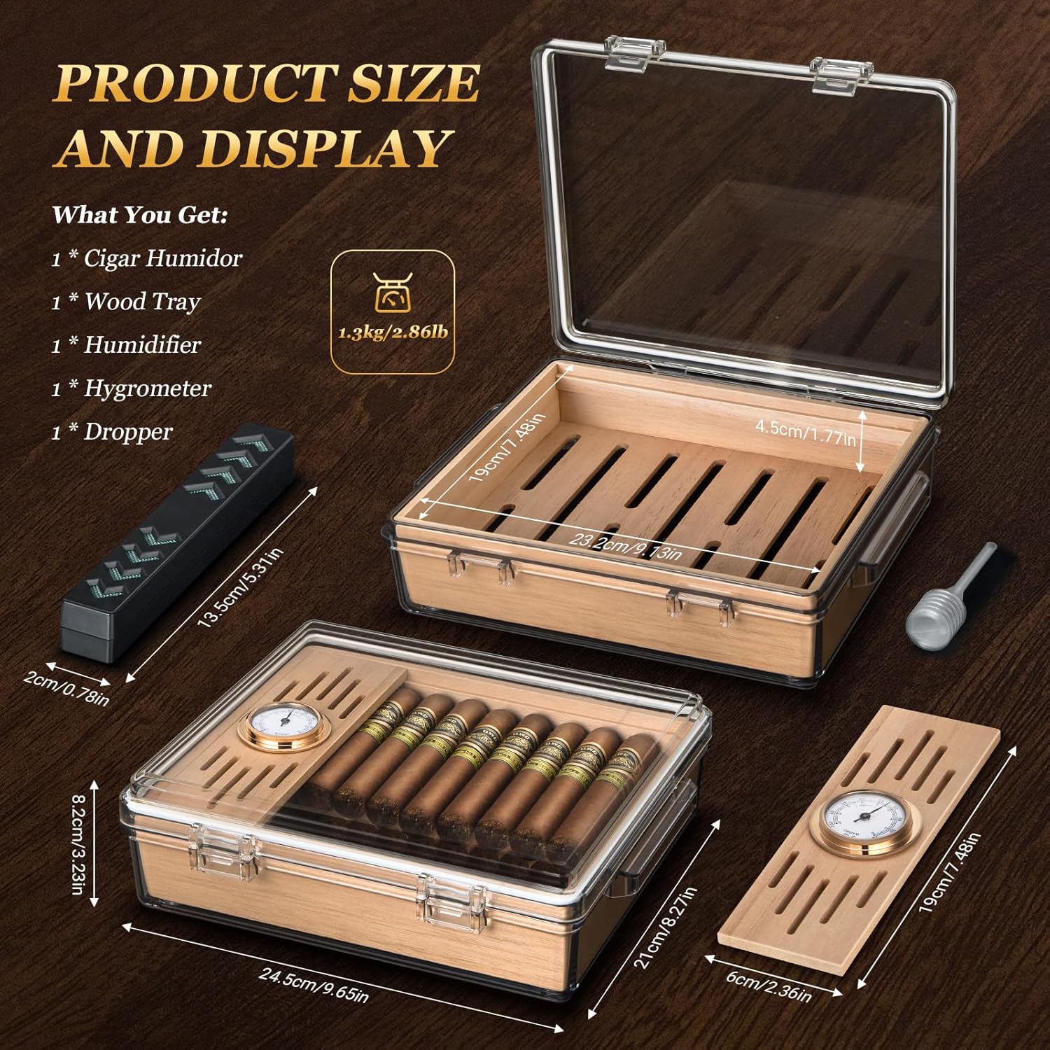 Acrylic Cigar Humidor, Box wit - Home Fragrance Maple Walnut review and price