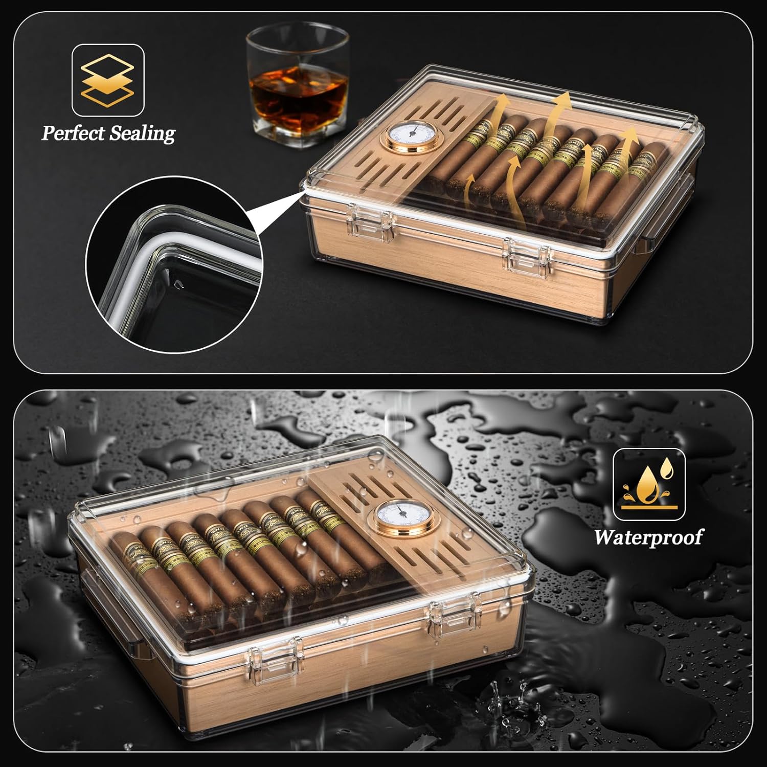 Acrylic Cigar Humidor, Box wit - Home Fragrance Maple Walnut review and price